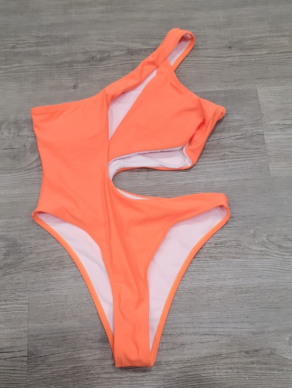 Kids One-Piece Cutout Swimsuit - Neon Coral